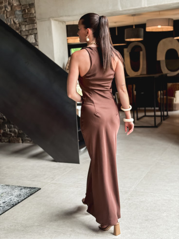 Robe longue Leyna - Chocolat