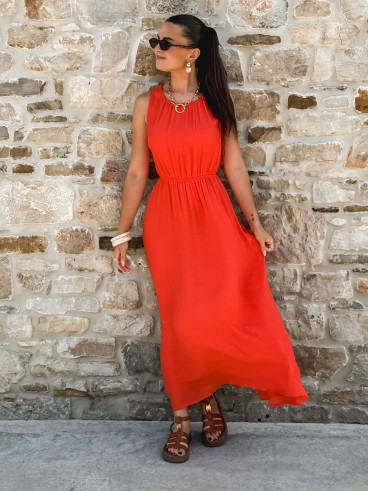 Robe longue Emiliane - Corail