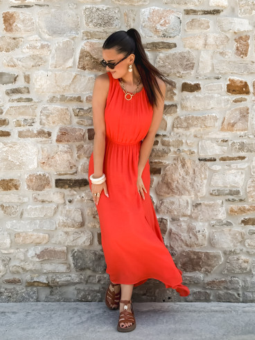 Robe longue Emiliane - Corail