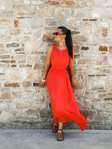 Robe longue Emiliane - Corail