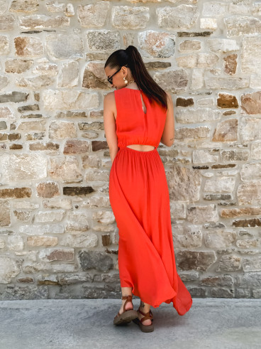 Robe longue Emiliane - Corail