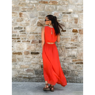 Robe longue Emiliane - Corail