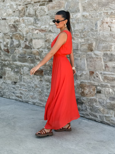 Robe longue Emiliane - Corail