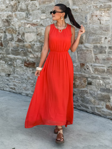 Robe longue Emiliane - Corail