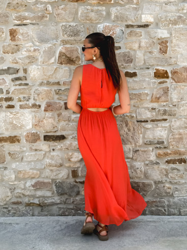 Robe longue Emiliane - Corail