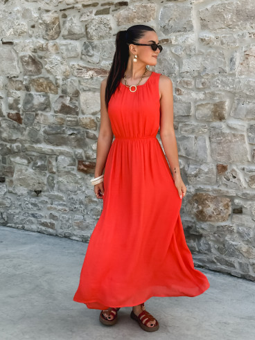 Robe longue Emiliane - Corail