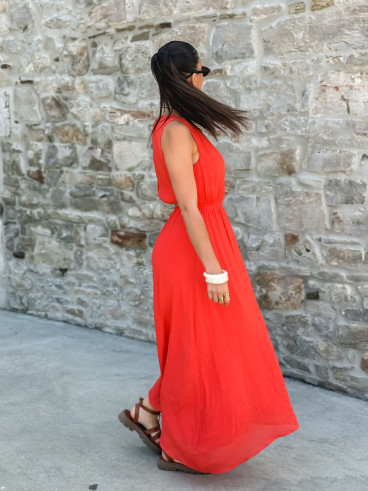 Robe longue Emiliane - Corail