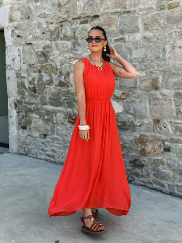 Robe longue Emiliane - Corail