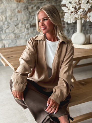 Blouse Laurinne - Camel/Blanc
