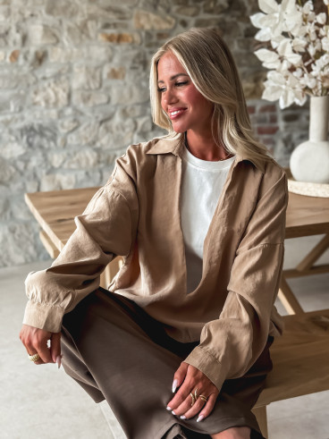 Blouse Laurinne - Camel/Blanc
