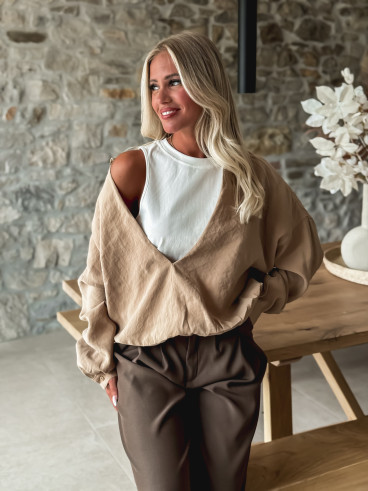 Blouse Laurinne - Camel/Blanc