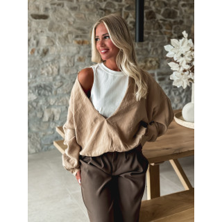 Blouse Laurinne - Camel/Blanc