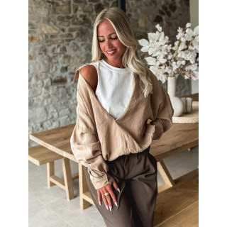 Blouse Laurinne - Camel/Blanc