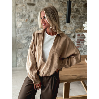 Blouse Laurinne - Camel/Blanc