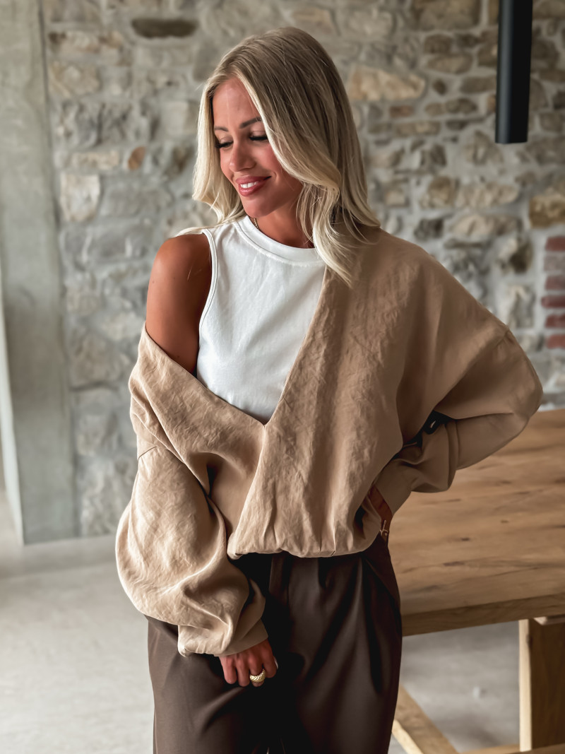 Blouse Laurinne - Camel/Blanc