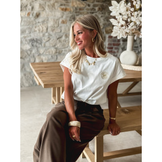 T-shirt Aïcha - Blanc/Doré