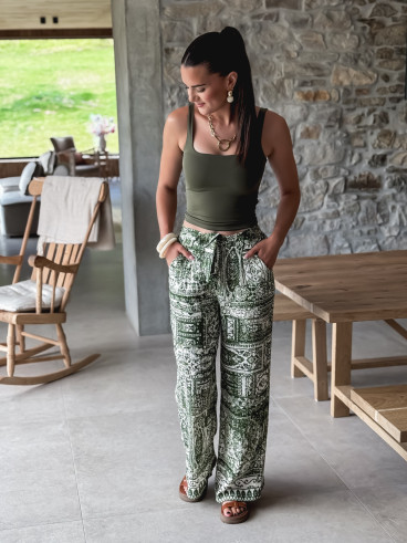 Pantalon à motifs Mélline - Kaki