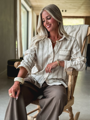 chemise lignée Elinéa - Beige