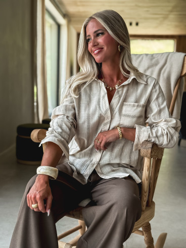 chemise lignée Elinéa - Beige