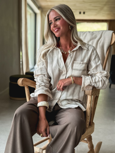 chemise lignée Elinéa - Beige