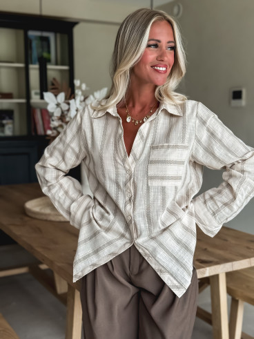 chemise lignée Elinéa - Beige