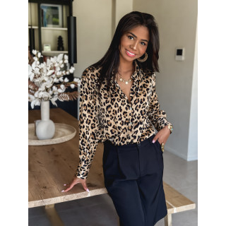 Chemise léopard Néméa - Beige/Noir