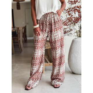 Pantalon à motifs Sloane - Ecru/Chocolat