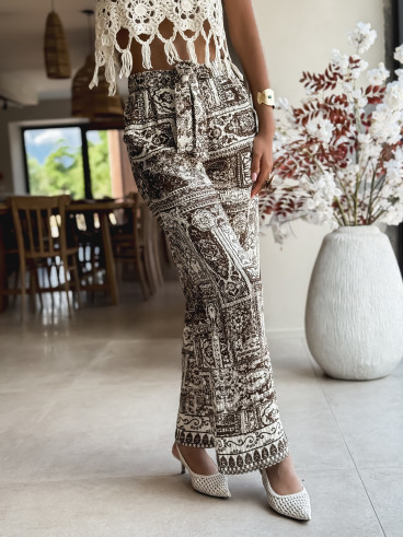 Pantalon à motifs Mélline - Chocolat