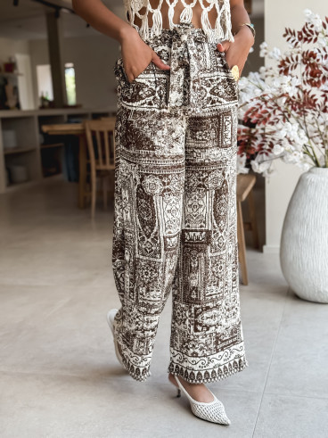 Pantalon à motifs Mélline - Chocolat