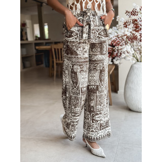 Pantalon à motifs Mélline - Chocolat