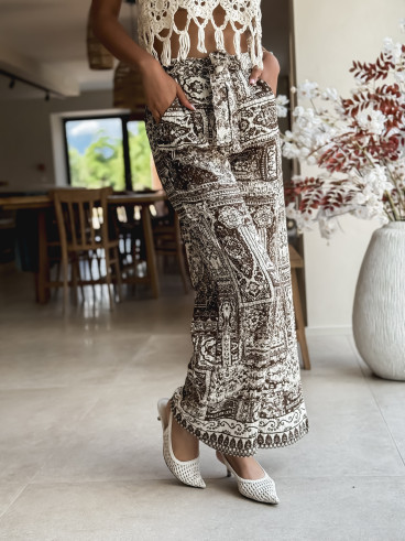 Pantalon à motifs Mélline - Chocolat