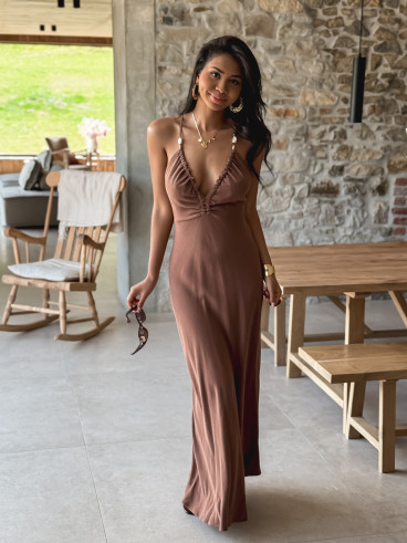 Robe longue Véllia - Chocolat