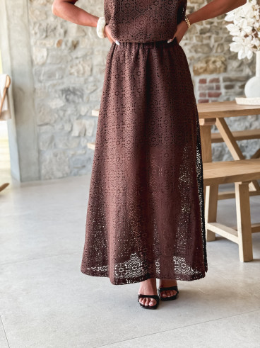 Jupe longue Anollia - Chocolat