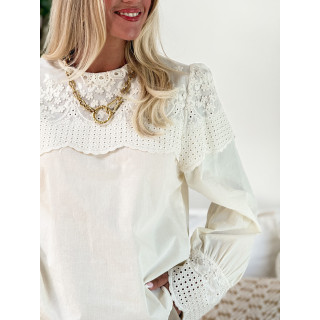 Blouse en broderie Rosa - Crème