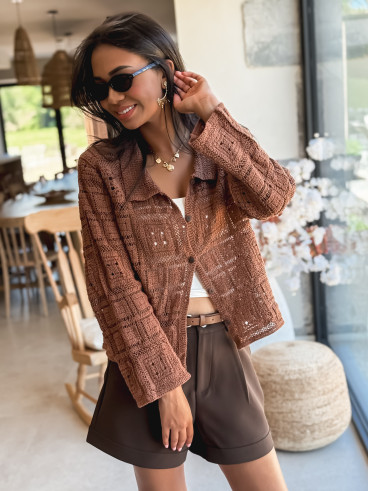 Chemise en crochet Aitana - Café