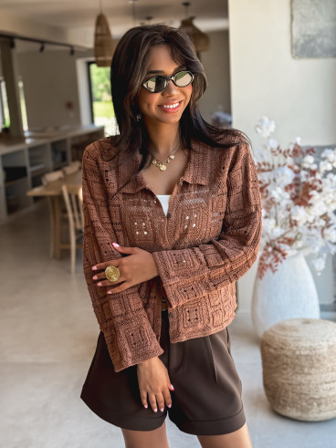Chemise en crochet Aitana - Café