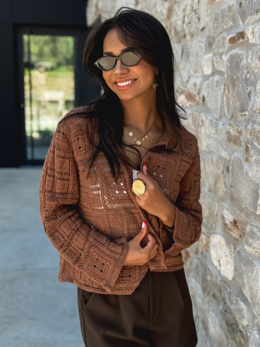 Chemise en crochet Aitana - Café