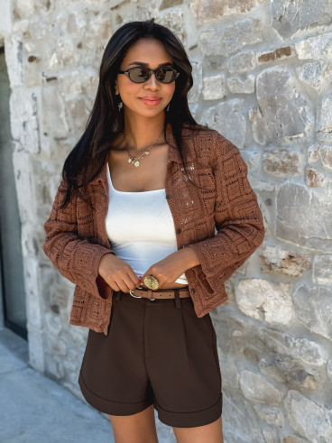 Chemise en crochet Aitana - Café