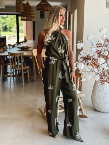 Combinaison pantalon à motifs Meryem - Kaki