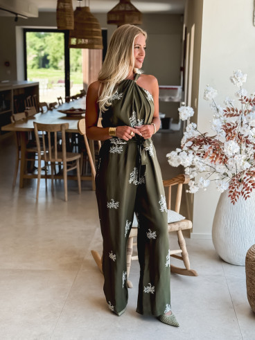 Combinaison pantalon à motifs Meryem - Kaki