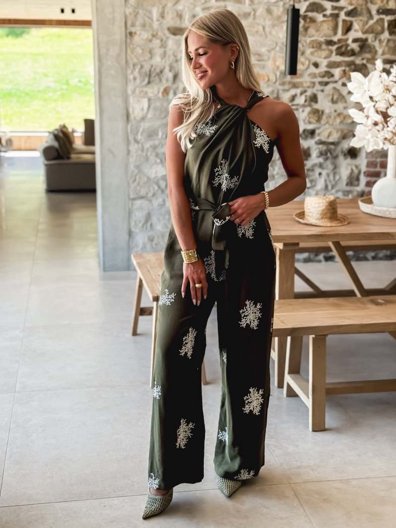Combinaison pantalon à motifs Meryem - Kaki