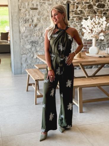 Combinaison pantalon à motifs Meryem - Kaki
