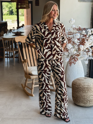 Chemise à motifs Melucine - Chocolat/Beige