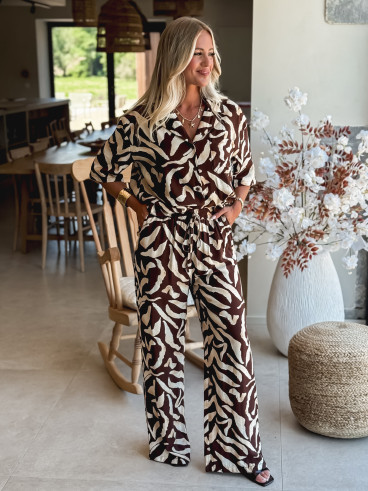 Chemise à motifs Melucine - Chocolat/Beige