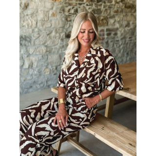Chemise à motifs Melucine - Chocolat/Beige
