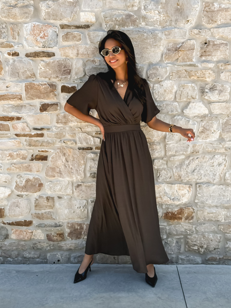 Robe longue Zenaida - Chocolat