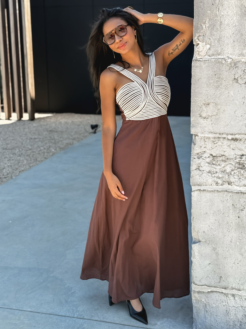 Robe longue Meylin - Chocolat