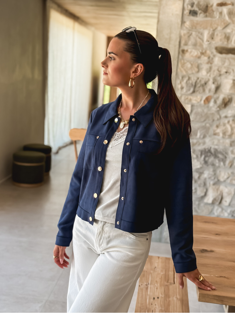 Veste en suédine Maéline - Bleu Marine