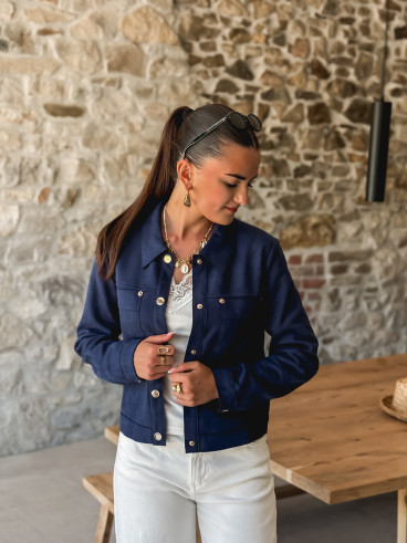 Veste en suédine Maéline - Bleu Marine