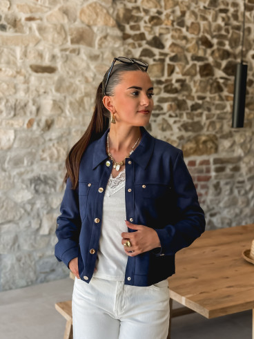 Veste en suédine Maéline - Bleu Marine